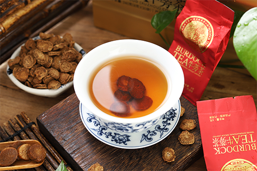 三种不同工艺牛蒡茶的对比展示